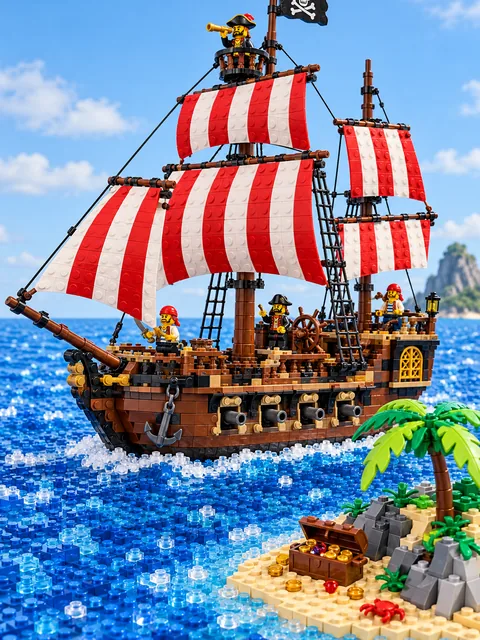 Toy-Brick Pirate Ship